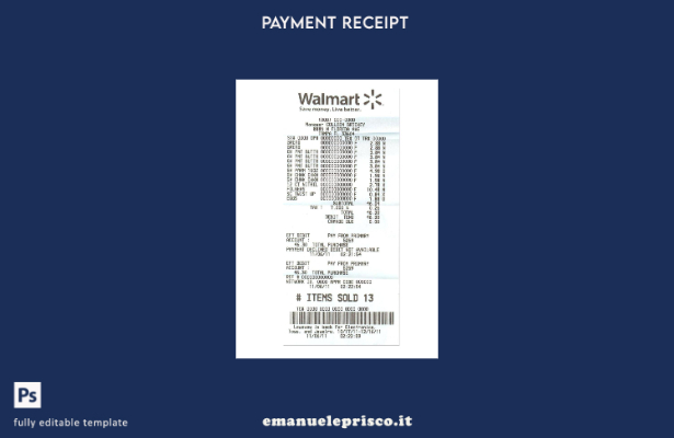 modello di versione del controllo di pagamento Walmart in stile verificato