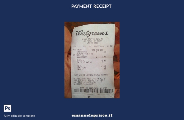 stile verificato Modello di controllo del pagamento della farmacia Walgreens