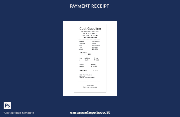 stile verificato Modello di modello di controllo del pagamento della benzina