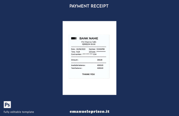 stile verificato Modello di ricevuta di pagamento bancario