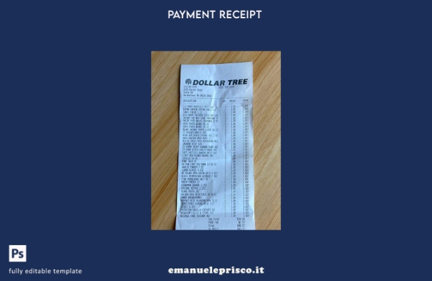 stile verificato Modello di ricevuta di pagamento del negozio Dollar Tree