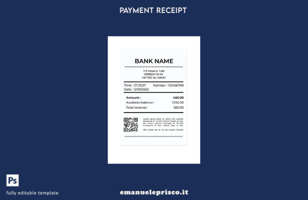 stile verificato Modello di versione della ricevuta bancaria