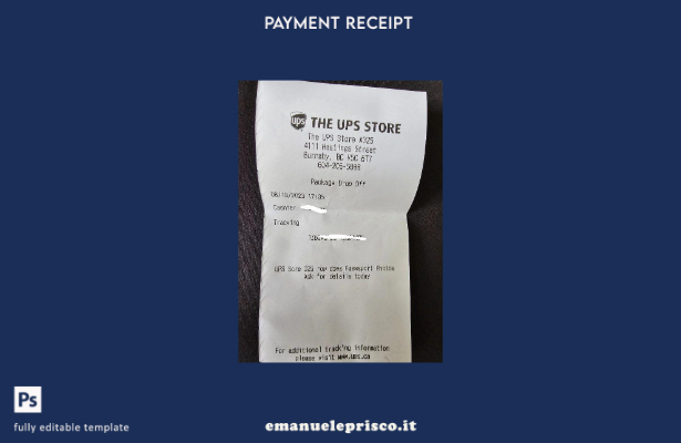stile verificato il modello di controllo del pagamento del negozio Ups