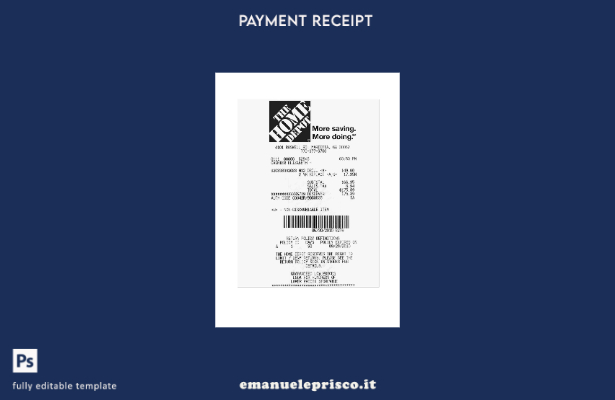 stile verificato il modello di ricevuta di pagamento di Home Depot