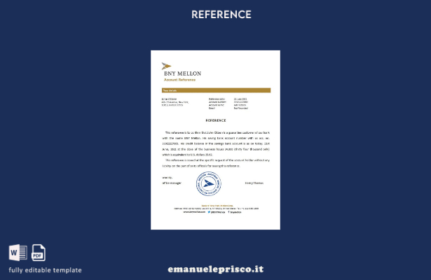 Modello di riferimento BNY Mellon USA in stile verificato