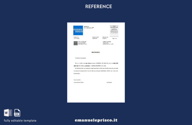 Modello di riferimento chiusura USA American Express in stile verificato