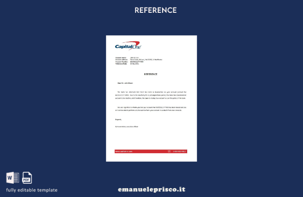 Modello di riferimento della chiusura USA Capital One in stile verificato