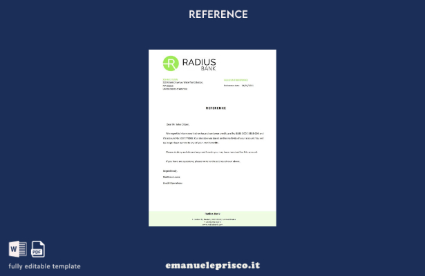Modello di riferimento della chiusura USA Radius in stile verificato
