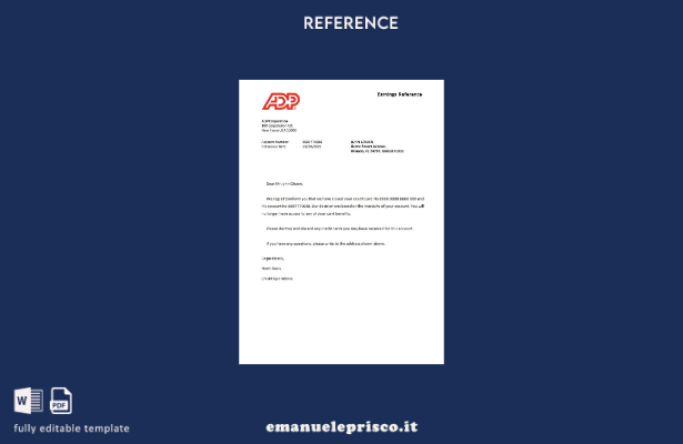 Modello di riferimento per chiusura ADP USA in stile verificato