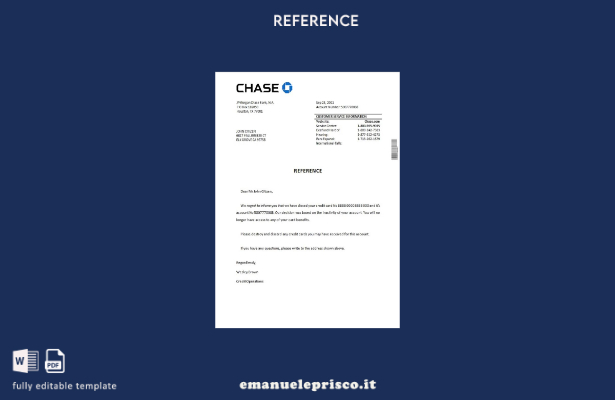 Modello di riferimento per la chiusura Chase USA in stile verificato