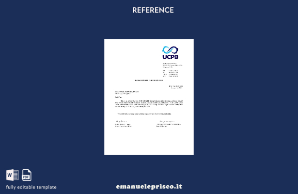 modello di lettera di certificazione del deposito bancario Filippine UCPB in sti