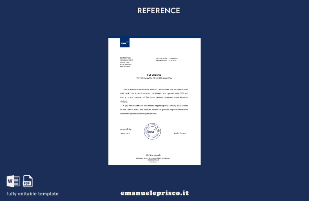 modello di riferimento BNZ neozelandese in stile verificato