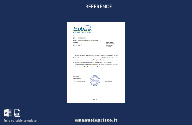 modello di riferimento Benin Ecobank in stile verificato