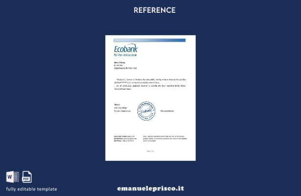 modello di riferimento Burkina Faso Ecobank in stile verificato
