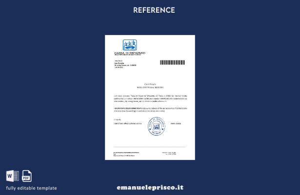 modello di riferimento Cassa di Risparmio San Marino stile verificato