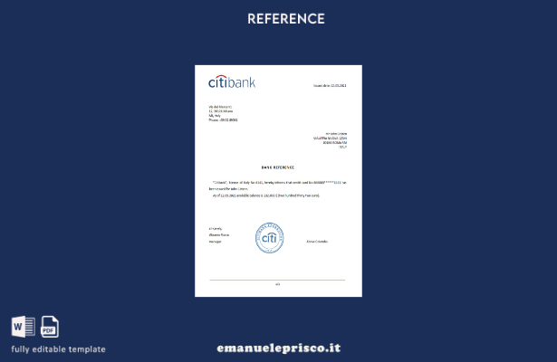 modello di riferimento Citibank Italia stile verificato