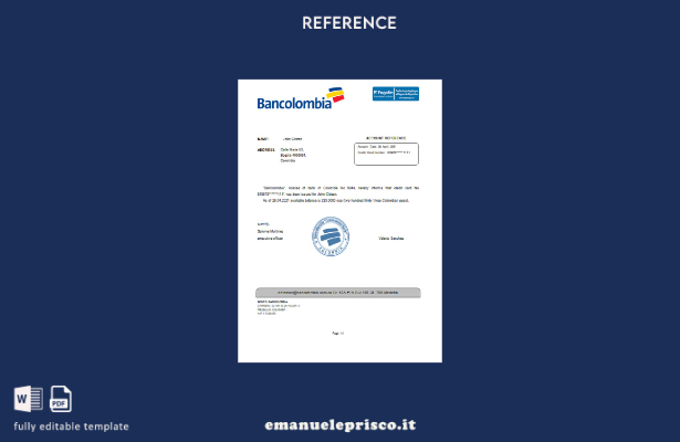 modello di riferimento Colombia Bancolombia stile verificato