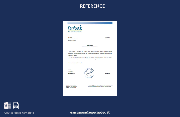 modello di riferimento Congo Ecobank in stile verificato
