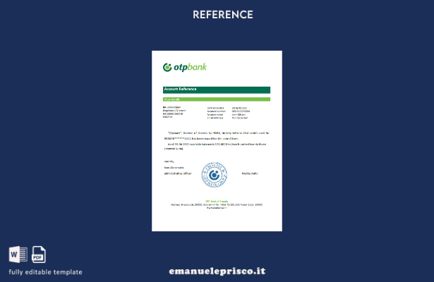 modello di riferimento Croazia Otpbank stile verificato