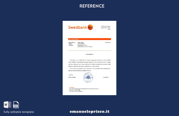modello di riferimento Lettonia Swedbank in stile verificato