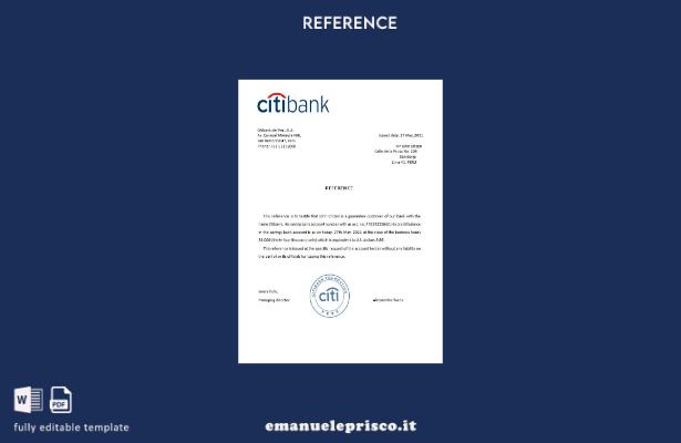 modello di riferimento Perù Citibank in stile verificato