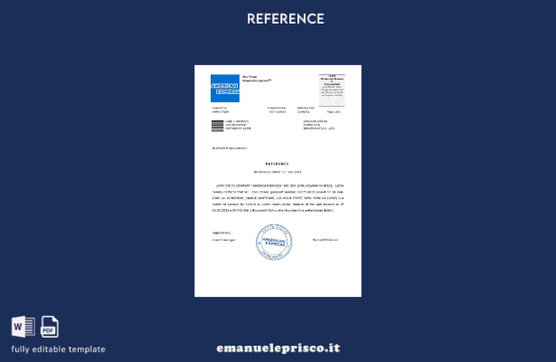 modello di riferimento USA American Express in stile verificato