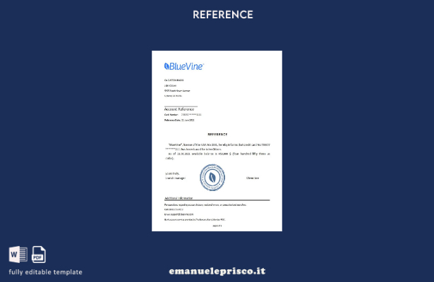modello di riferimento USA Bluevine in stile verificato
