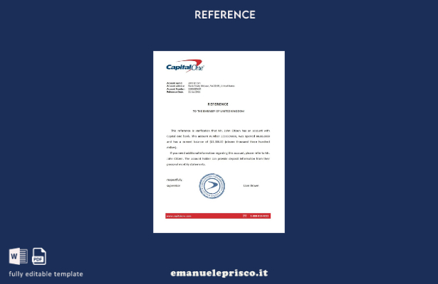 modello di riferimento USA Capital One in stile verificato