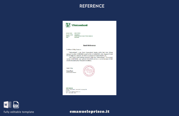 modello di riferimento Vietnam Vietcombank in stile verificato