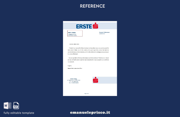 modello di riferimento chiusura Austria Erste stile verificato