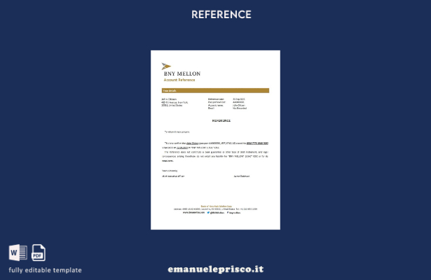 modello di riferimento chiusura BNY Mellon stile verificato USA
