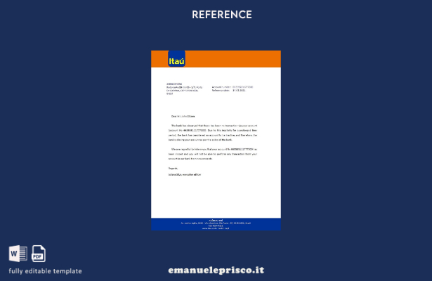 modello di riferimento chiusura Brasile Itau stile verificato