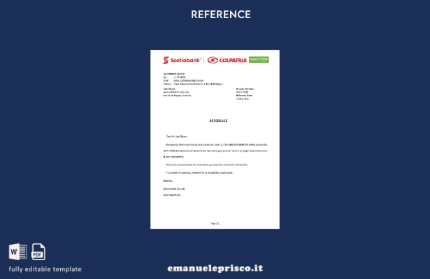 modello di riferimento chiusura Colombia Scotiabank Colpatria stile verificato