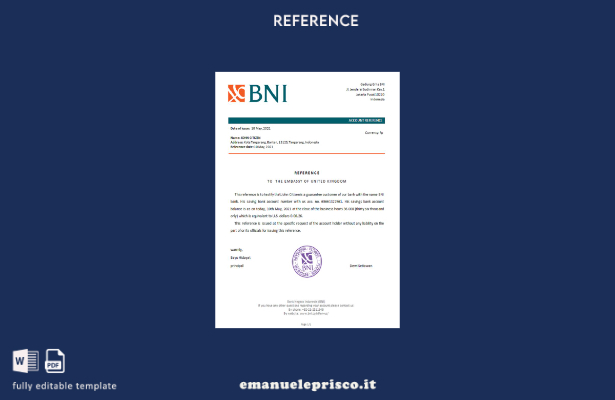 modello di riferimento dell'Indonesia Bank Negara in stile verificato