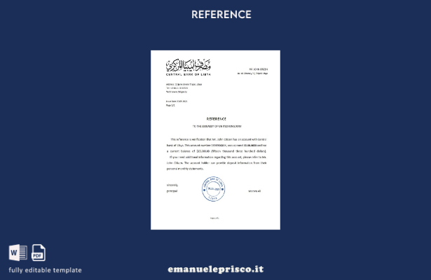 modello di riferimento della Banca Centrale della Libia in stile verificato