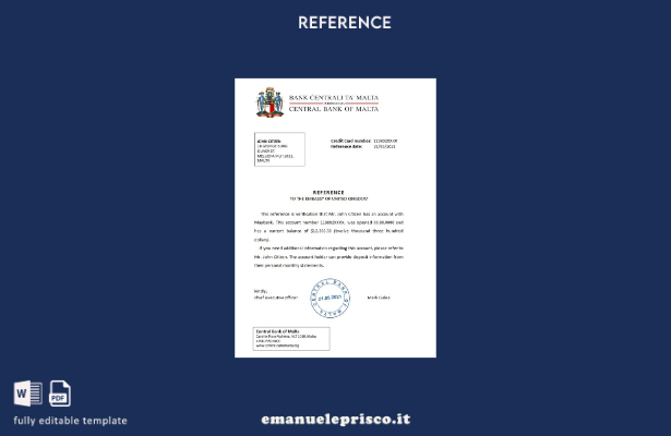modello di riferimento della Banca Centrale di Malta in stile verificato
