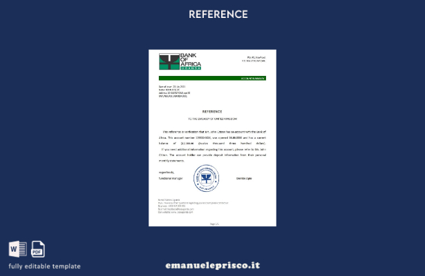 modello di riferimento della Banca d'Africa in stile verificato