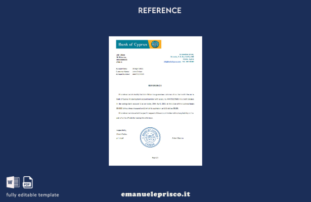 modello di riferimento della Banca di Cipro in stile verificato