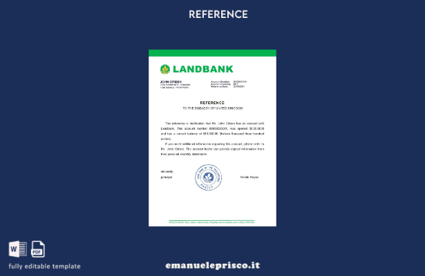 modello di riferimento della Banca fondiaria delle Filippine in stile verificato