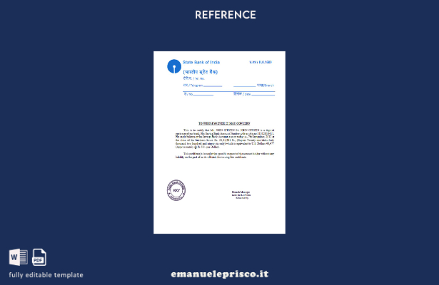 modello di riferimento della India State Bank of India in stile verificato