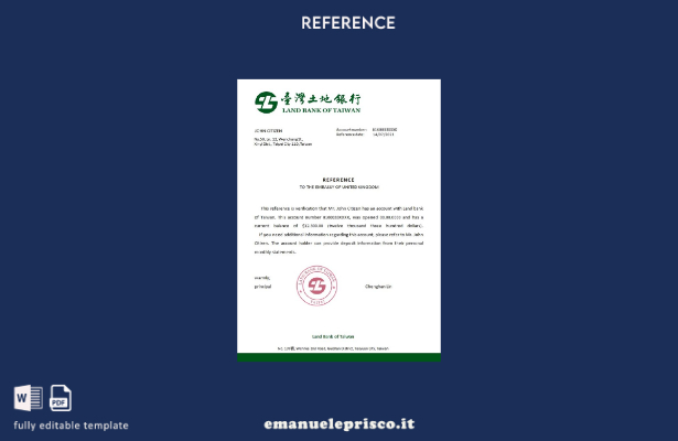 modello di riferimento della Taiwan Land Bank of Taiwan in stile verificato