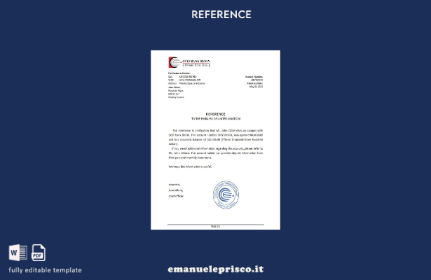 modello di riferimento della banca del Benin della CCEI Bank della Guinea Equato