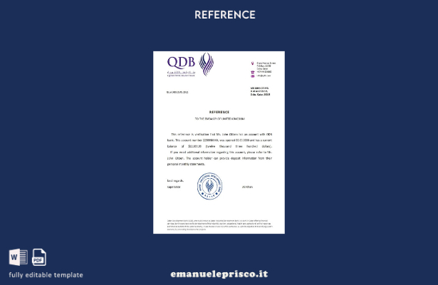 modello di riferimento della banca per lo sviluppo del Qatar in stile verificato