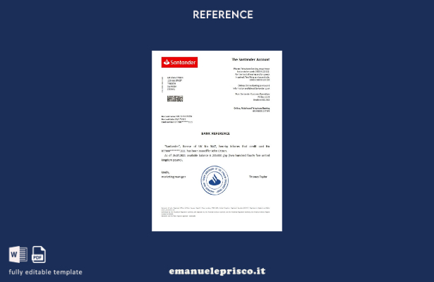 modello di riferimento di Santander del Regno Unito in stile verificato