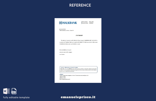 modello di riferimento per la chiusura Halkbank del Turkmenistan in stile verifi