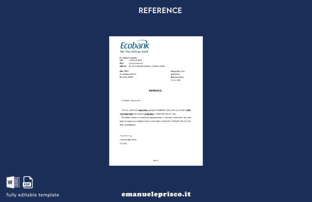 modello di riferimento per la chiusura dell'Ecobank Benin in stile verificato