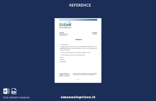 modello di riferimento per la chiusura della Congo Ecobank in stile verificato
