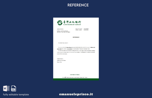 modello di riferimento per la chiusura della Taiwan Land Bank of Taiwan in stile