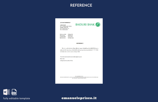 modello di riferimento per la chiusura della banca Brunei Baiduri in stile verif