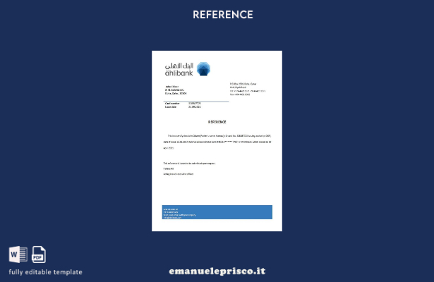 modello di riferimento per la chiusura della banca Qatar Ahli in stile verificat